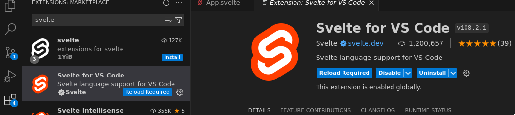 Svelte Code extension